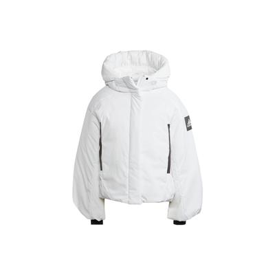 Puffer Jackets Women's White Hooded Moderate Puffer Jacket IK3120