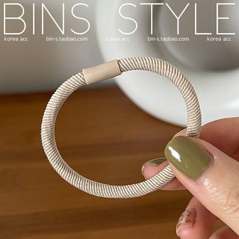 

Korean Earth Tone Twill Hair Tie - Brown Rubber Band for Women: Feminine, Stylish, Simple Accessory бежевий