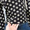 Turtleneck Dot Knitwear Short Stylish Puff Sleeves Gold Thread Long Sleeves Tops