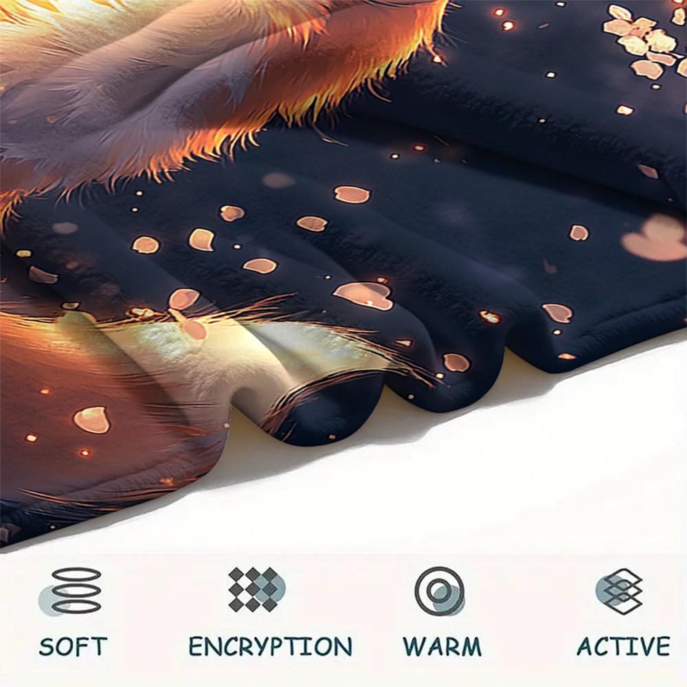 Fox Print Flannel Blanket, High quality Comfortable for All Seasons, Home Decor, Warmth and Comfort, Perfect for Christmas Gifts