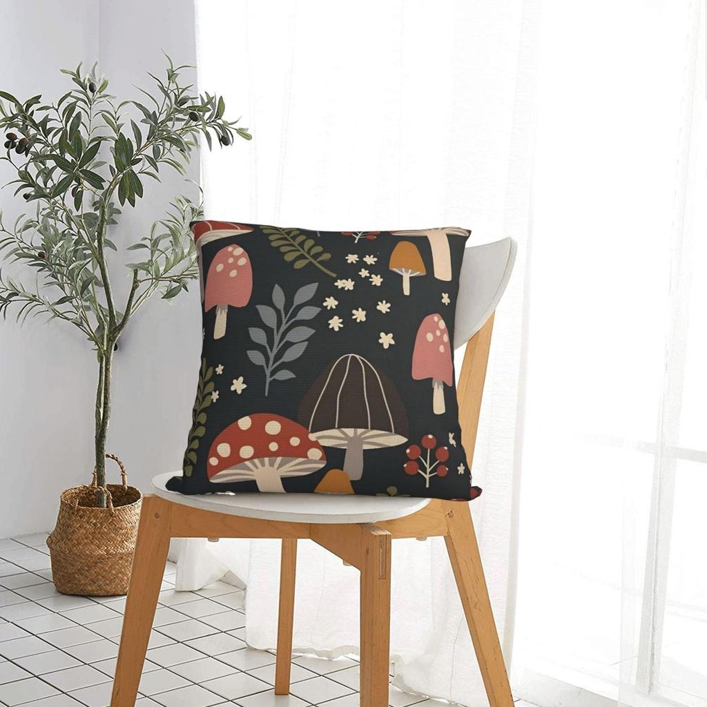 Cartoon Colorful Forest Mushroom Pillow Covers Polyester Room Cushion Case Creative Throw Pillow Case 4545