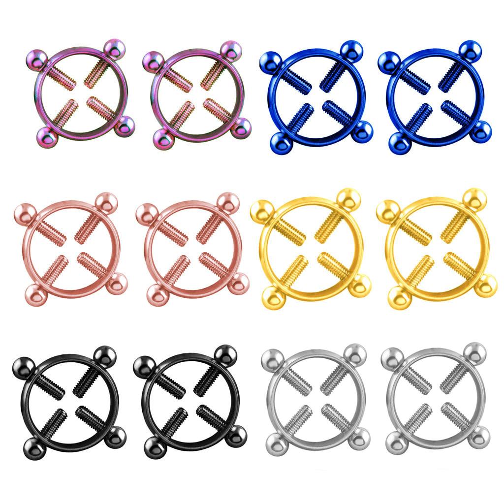 1 pár 2 ks Nerezová ocel Kulatý Nepropichující Kroužek na bradavky Ochranný štít Body Piercing Šperky Svorky bradavek Hra pro dospělé pro ženy