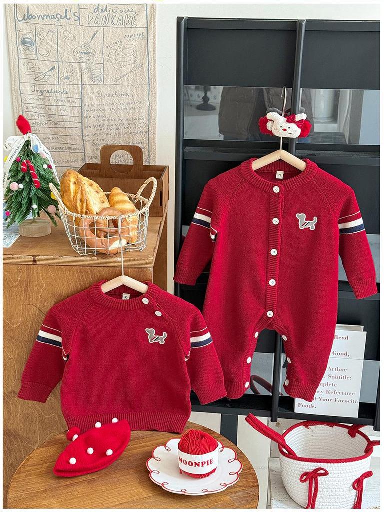 2026 New Year Red Family Sweaters: Parent-Child, Baby, and Toddler Outfits for Family of Three or Four