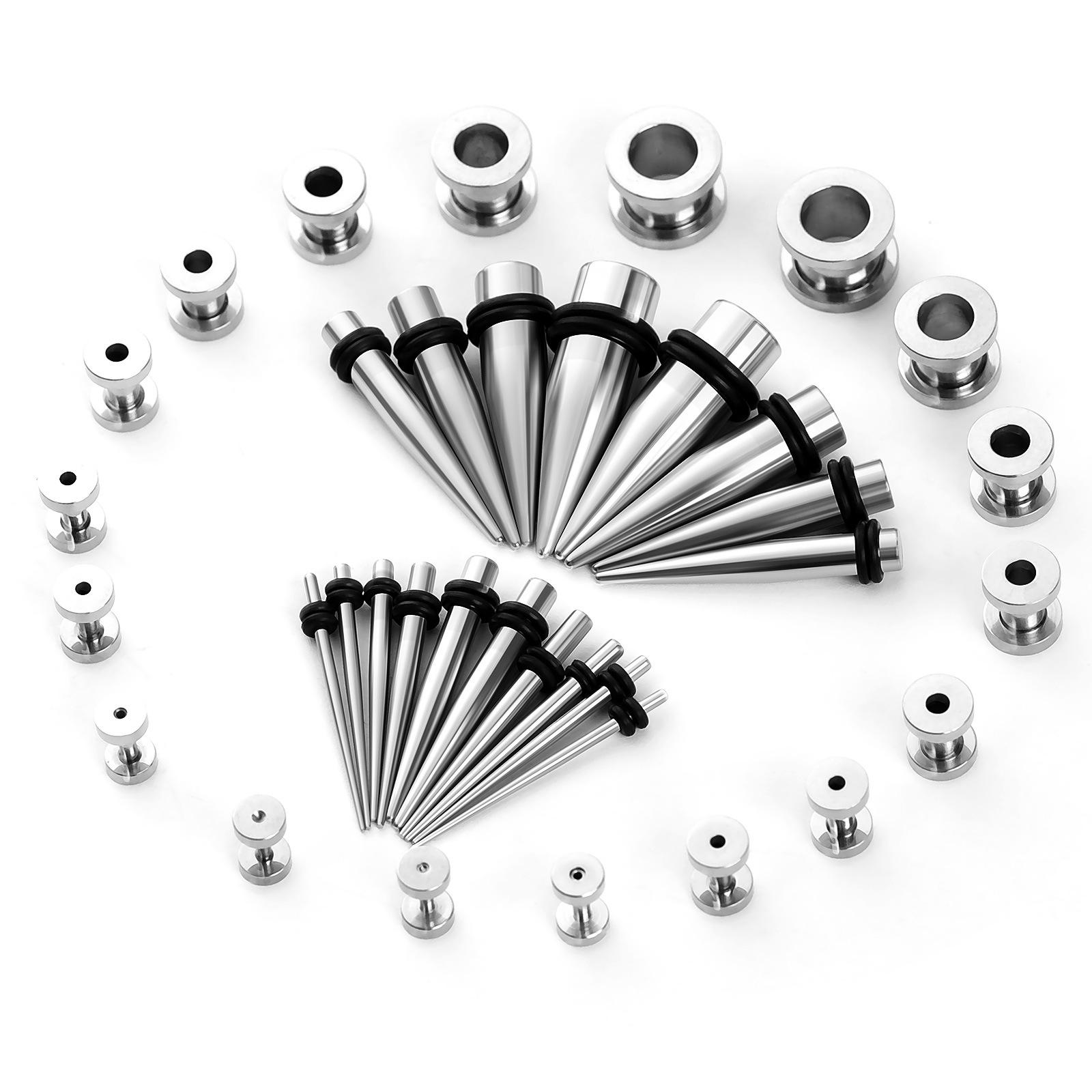 

36 Pieces Suit Cone Horn Auricle Ear Amplifier Ear Extender Piercing Jewelry Stainless Steel Piercing Ornaments Piercing Jewelry Auricle Suit Steel color 36-piece set