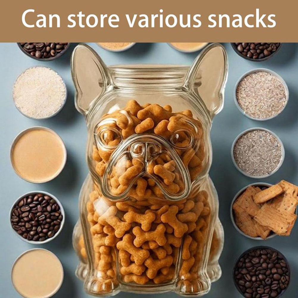 Cute Transparent Dog Shape Glass Sealed Food Storage Container Multifunction Kitchen Proof-moisture Storage Jar With Lid