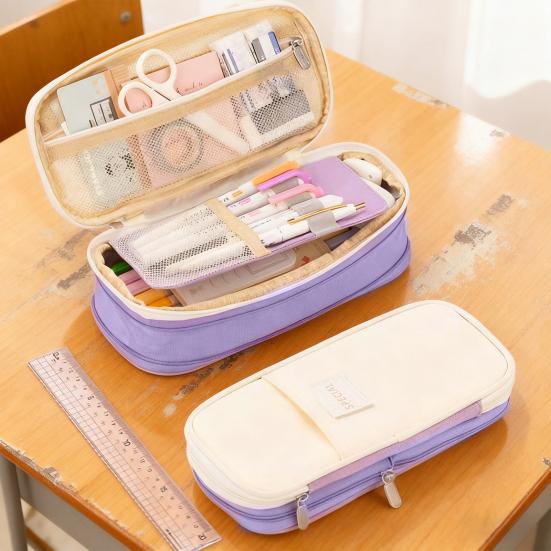 Large Capacity Pencil Case Portable Office Supplies School Students Stationery Makeup Bag Multifunctional Storage Organizer Zipper Pouch