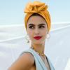 Turban Hat Retro French Style Flower Decor Women Hat Solid Color Breathable Wind-proof Headwear Daily Wear