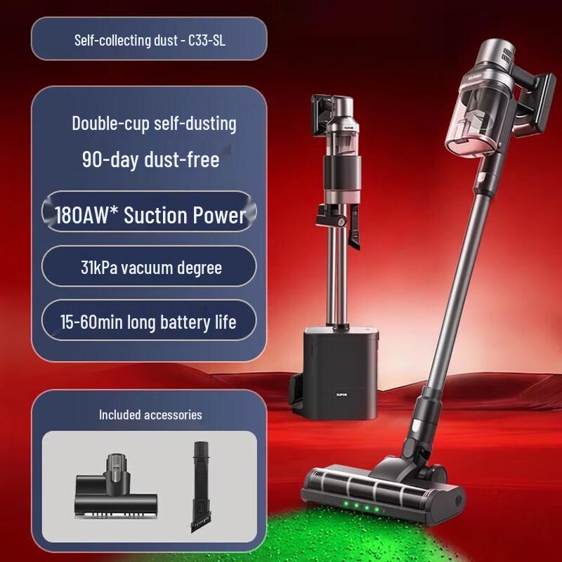 SUPOR EVS-C33-SL Cordless Handheld Vacuum with Self-Emptying Station