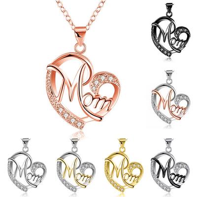 Damenhalskette (Inklusive Kette) Mama Farbtrennung Herzförmiger Diamant, Muttertagsgeschenk