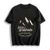 Wilderness Mountain Print Casual Tee California Retro Outdoor Top Pure Cotton T-shirt