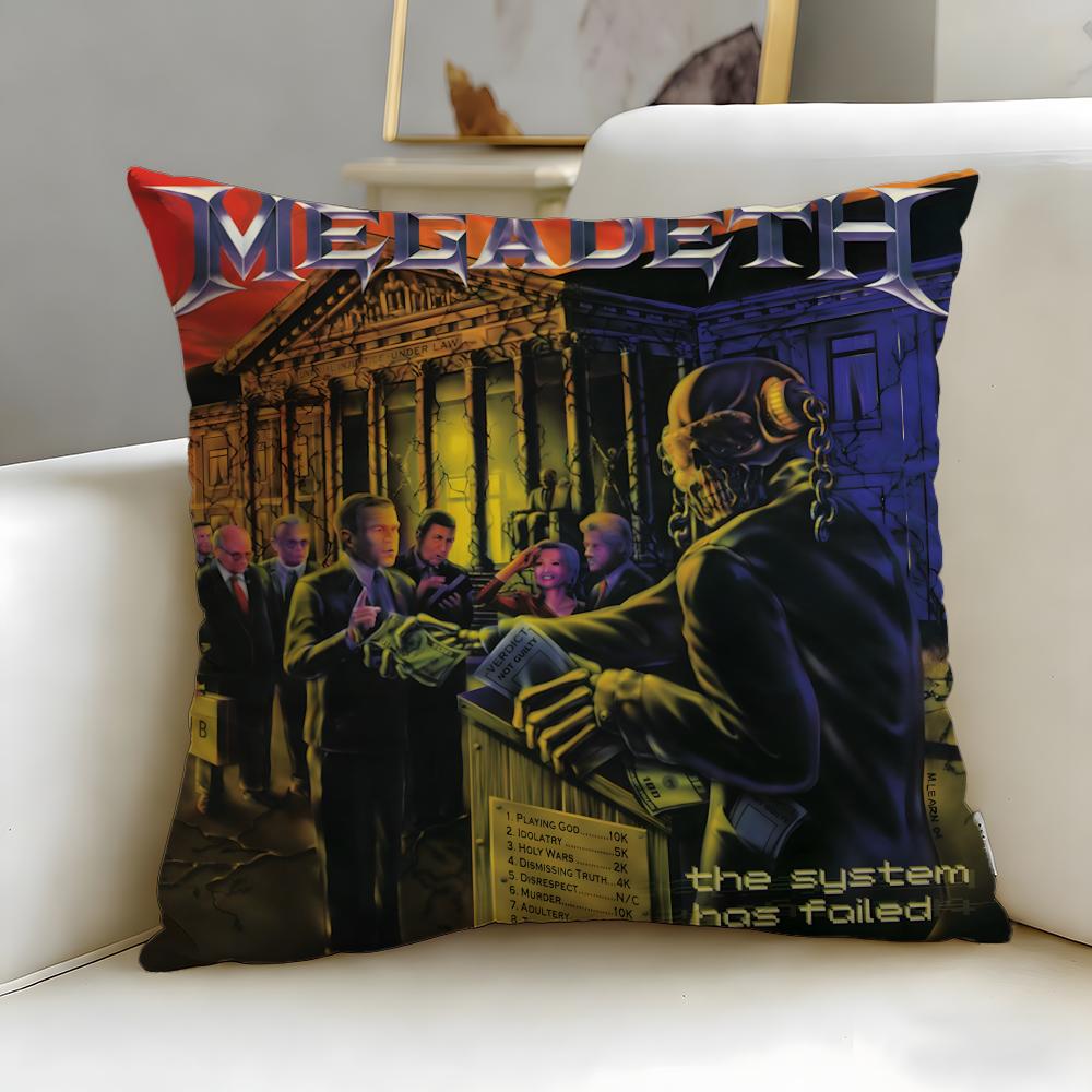 classic band Megadeth Cushion Cover Soft EasyWash Pillow Case Versatile for Couch Bed Travel and Office