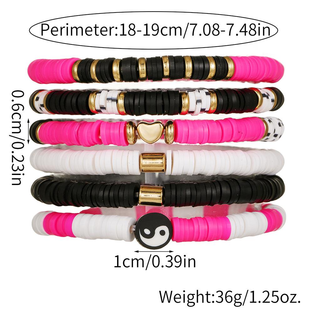 Mixed Color Elastic Soft Pottery Bracelet Love Tai Chi Yin Yang Soft Pottery Bracelet Friendship Couple Stacked Bracelet