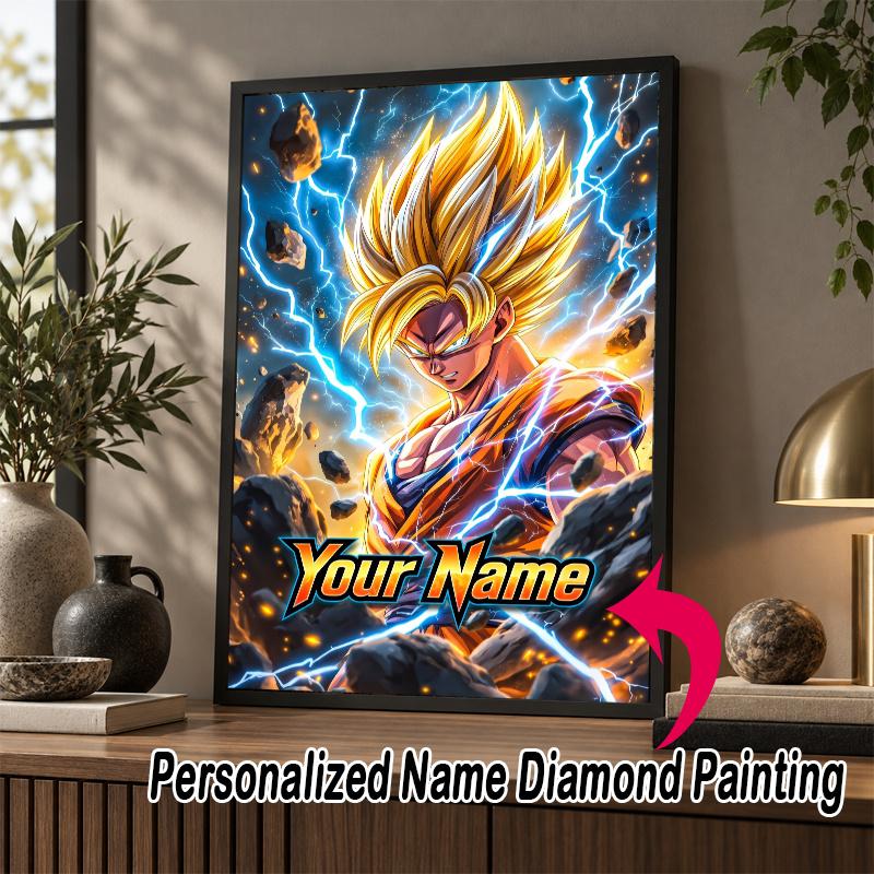 Personalized Dragon Ball Goku Diamond Art Custom Name 5D Diamond Painting Full Drill DIY Craft
