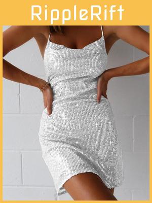 Sexy Bodycon-Kleid mit Spaghettiträgern und Pailletten für Nachtleben und Clubwear
