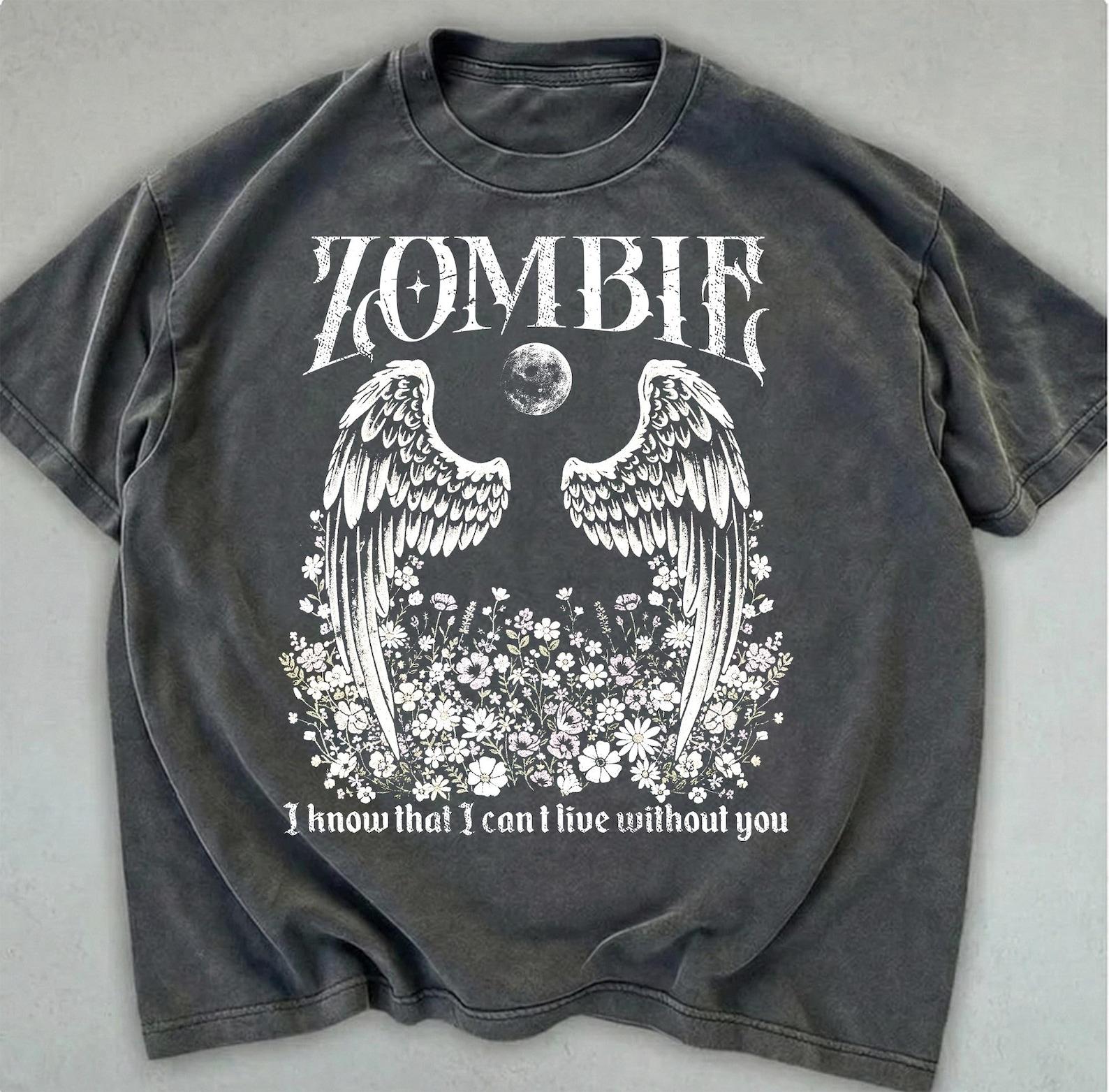 Zombie Graphic T-Shirt, Vintage Gothic Tee, Comfort Colors Unisex Garment-Dyed T-Shirt, Angel Wings XL