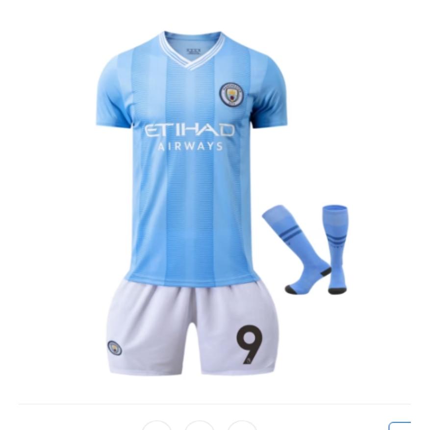 Kids Sports Gear Manchester City Haaland Football Jersey Polyester Blue