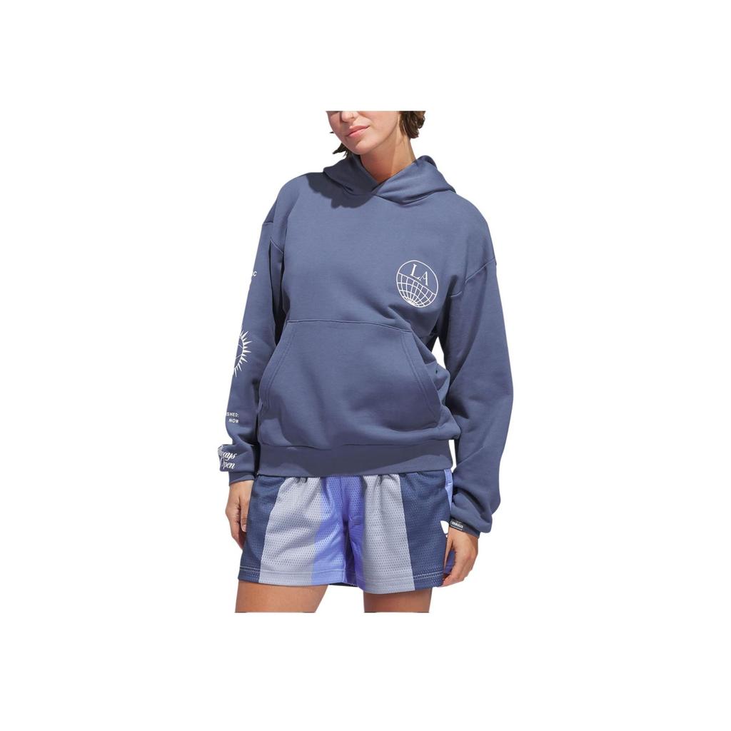 Adidas Originals La To The World Graphic Fashion Sports Hoodie Unisex Hoodies Ink-Blue White JI6956