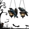 Halloween Crow Lantern Suncatcher Decoration Acrylic 2D Flat Window Hanging Decoration Raven Hanging Ornament Halloween Decor