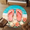 1PC Beach Sandal Starfish Shell Office Round Area Rug, Under Office Chairs Bedroom Living Room Home Decor,Carpet for Office, -1110230