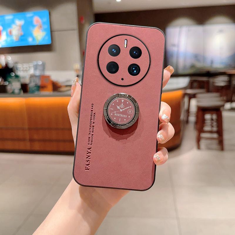 For Huawei Mate 50 Pro Case Magnetic Car Holder Phone Case For Mate 50 Mate50Pro Silicone Bumper Shockproof Leather Back Cover