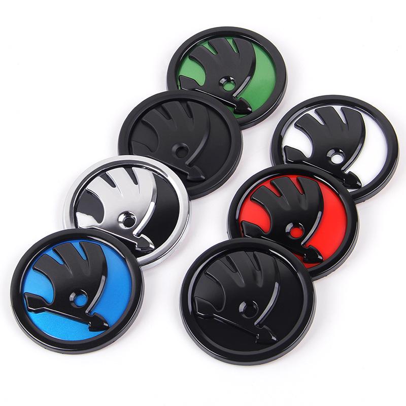Compatibil cu Skoda: Embleme Negre Față & Spate Octavia, Fabia 80MM, Emblemă Spate 90MM