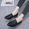 Single Shoes Female Real Soft Leather 2025 New Hollow Breathable Embroidery Four Seasons Women's Mother Shoes Thick Heel Soft Sole Work Shoes