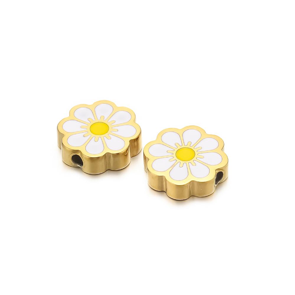 5Pcs Stainless Steel Enamel Sun Flower Beads for DIY Jewelry Making Bracelets Children Charms Necklace Earrings Supplies