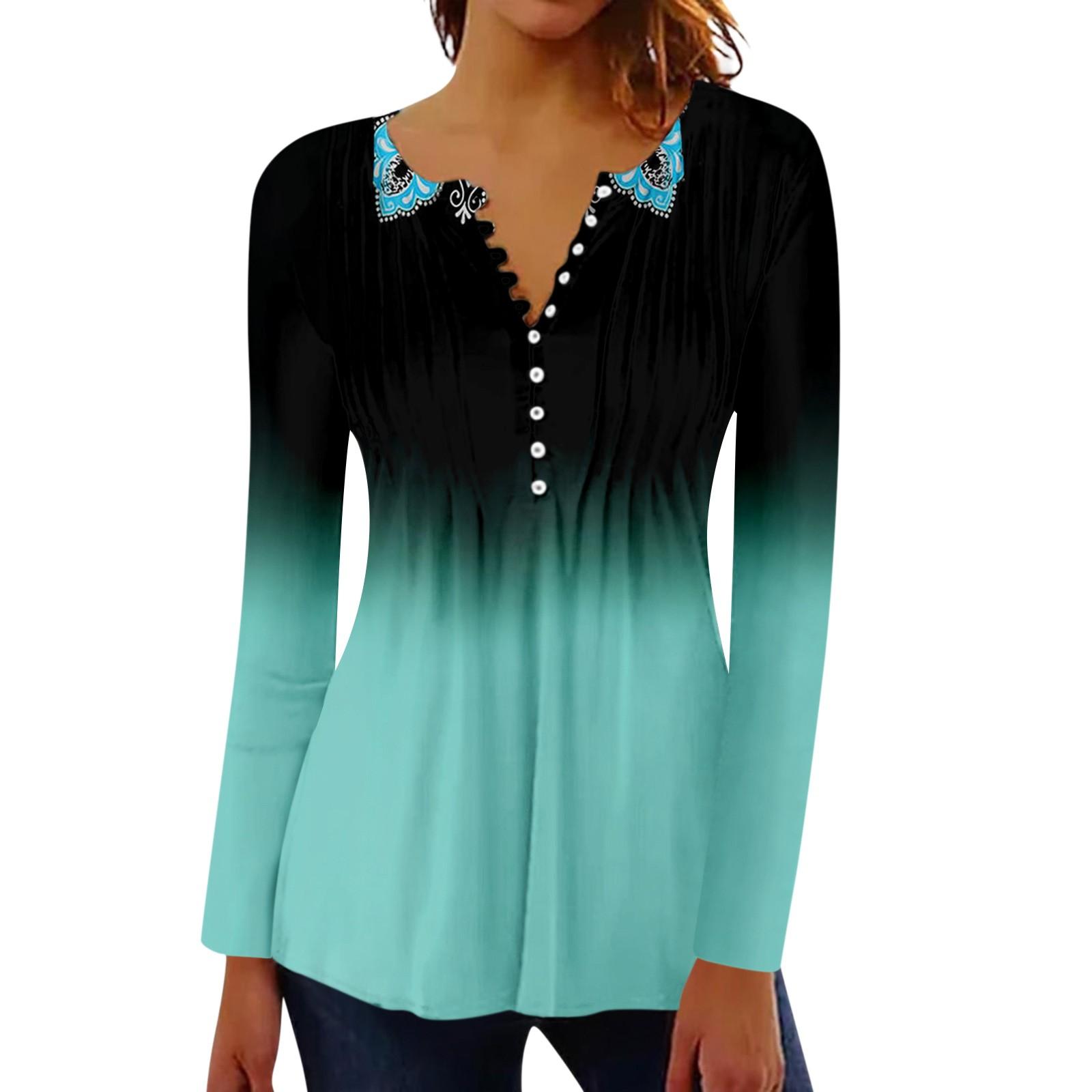 

Женский плиссированный топ на пуговицах с ретро цветочным принтом S циан