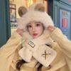 Hat winter warm cute scarf plush hat christmas deer gloves scarf integrated three-piece set versatile winter