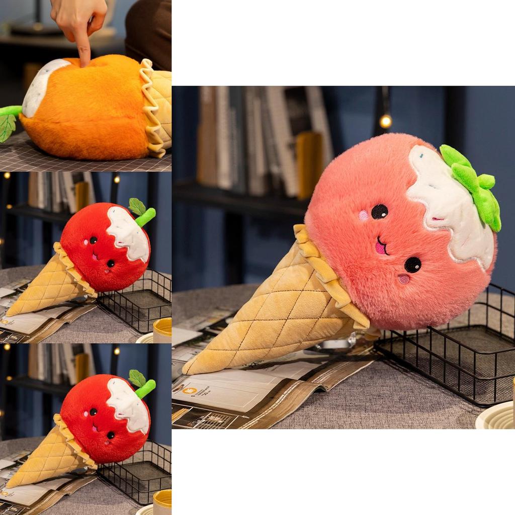 Adorable Fruit Ice Cream Plush Toy For Kids Soft Sweet Cone Doll Pillow Gift