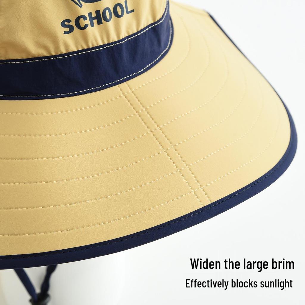 Children's Wide-Brim Sun Hat with Neck Protection, Windproof Outdoor Cap for Boys and Girls