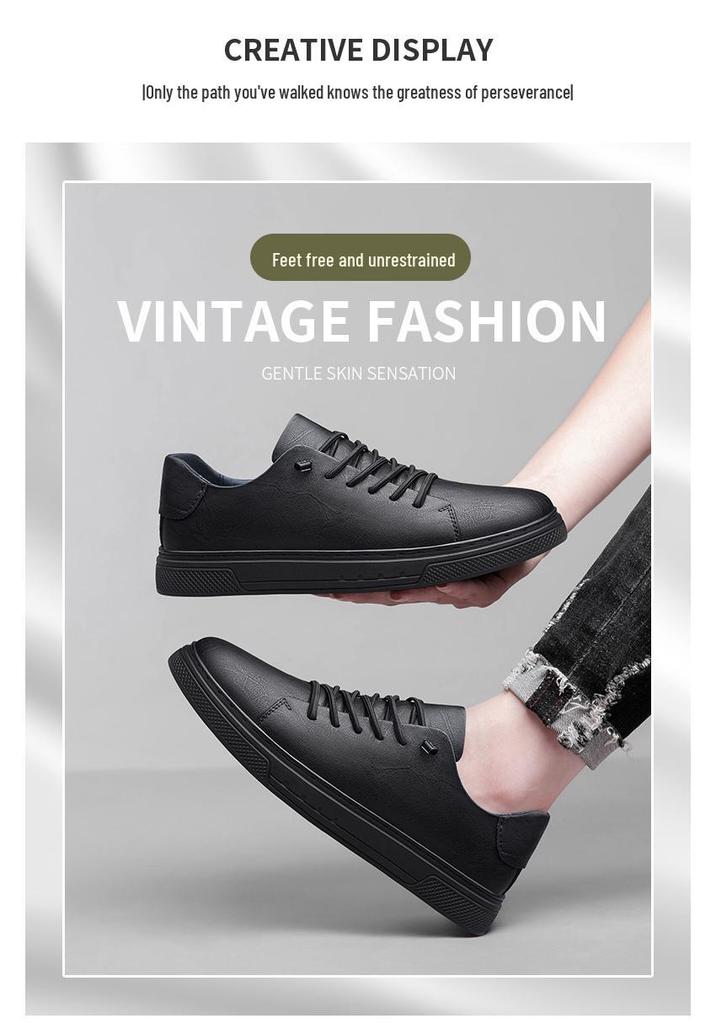 Men's Trendy British Low-Top Leather Shoes - Youthful, Stylish, High-Quality Stitching