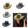 PU Western Hat Halloween Costume Accessories Hat  Texture Cowgirls Hat Carnivals Party Hat for Formal Event Travel