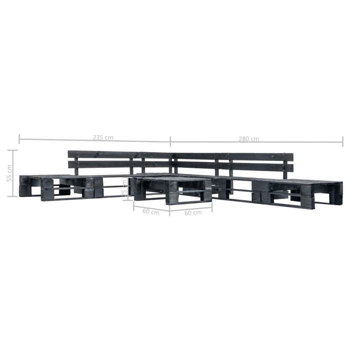 VidaXL Salon de jardin palette 6 pcs noir bois 277428