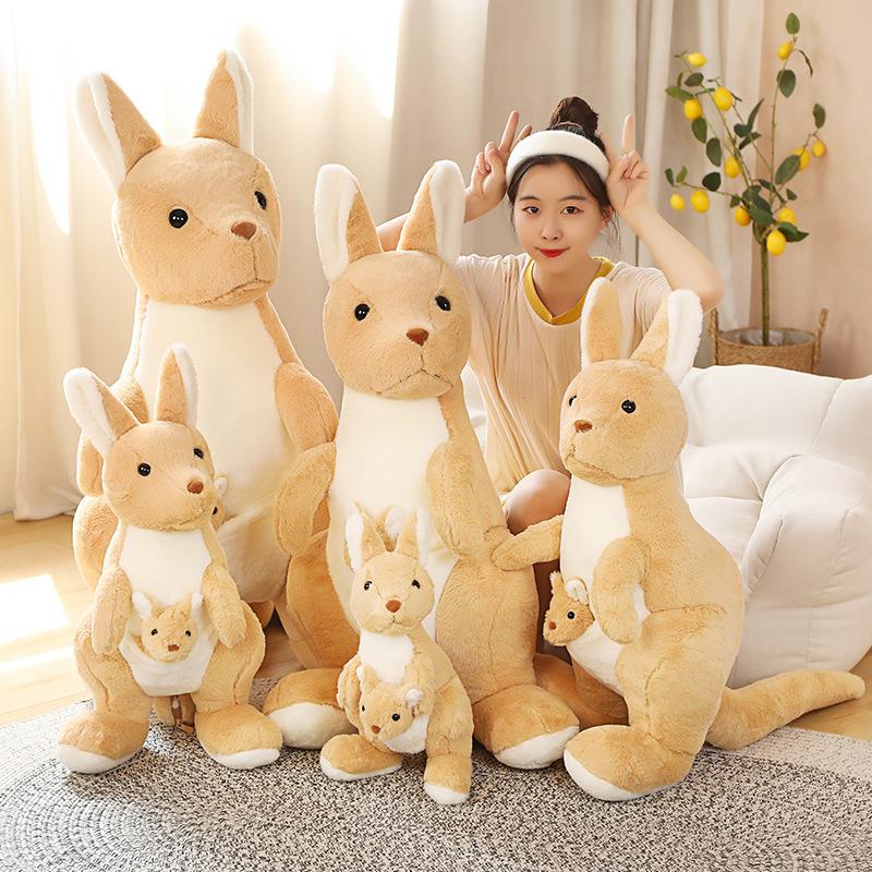 Large Simulated Mother And Son Kangaroo Doll Plush Toy Australian Kangaroo Doll Kindergarten Children'S Soothing Rag Doll