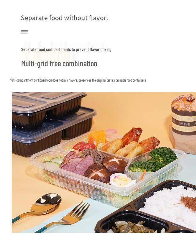 Disposable 5-Compartment Takeaway Lunch Boxes