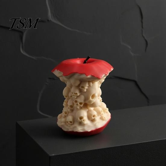 Artistic Craft Collectible 3D Printed Apples Skull Figurine, Spooky Skeleton Funny Desk Ornament Sculpture, Halloween Gothic Desktop Decor,