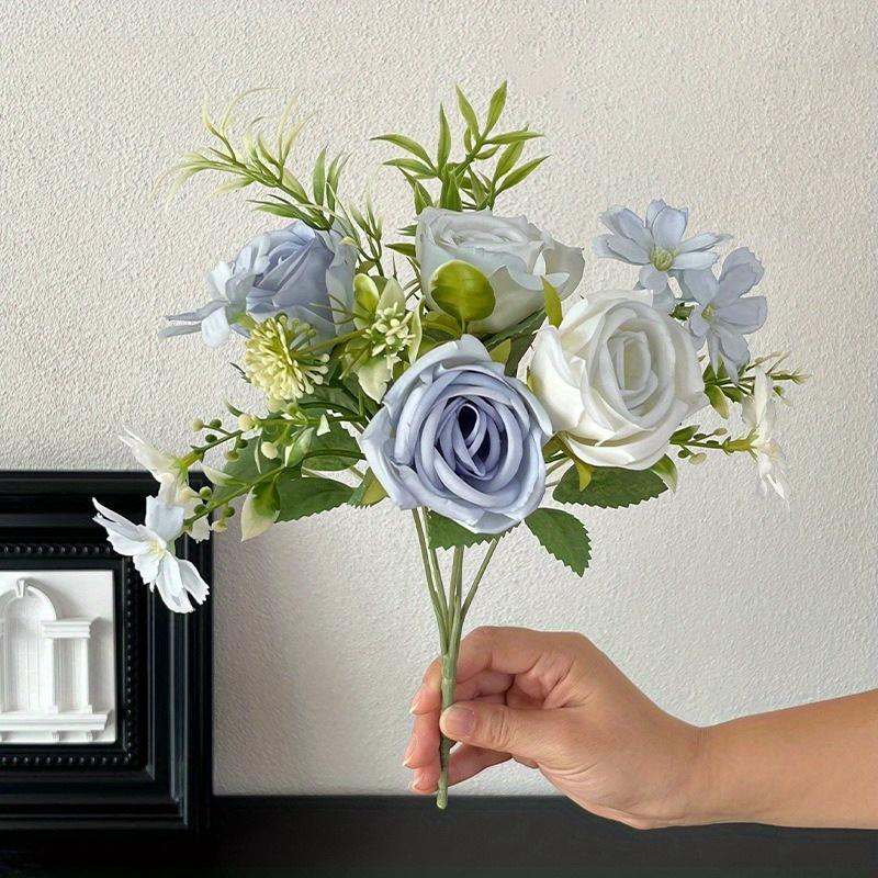1Pc Small fresh French Curled Small Rose Bunch Artificial Flower Decoration