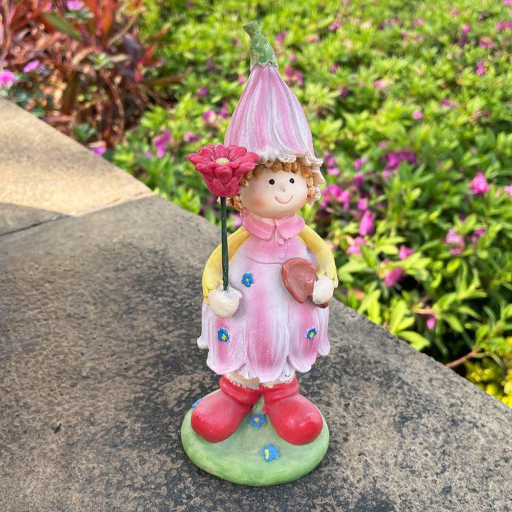 2pcs Cute Garden Couple Sculpture Resin Miniatures Figurine Boy and Girl Statue  Flowerpot