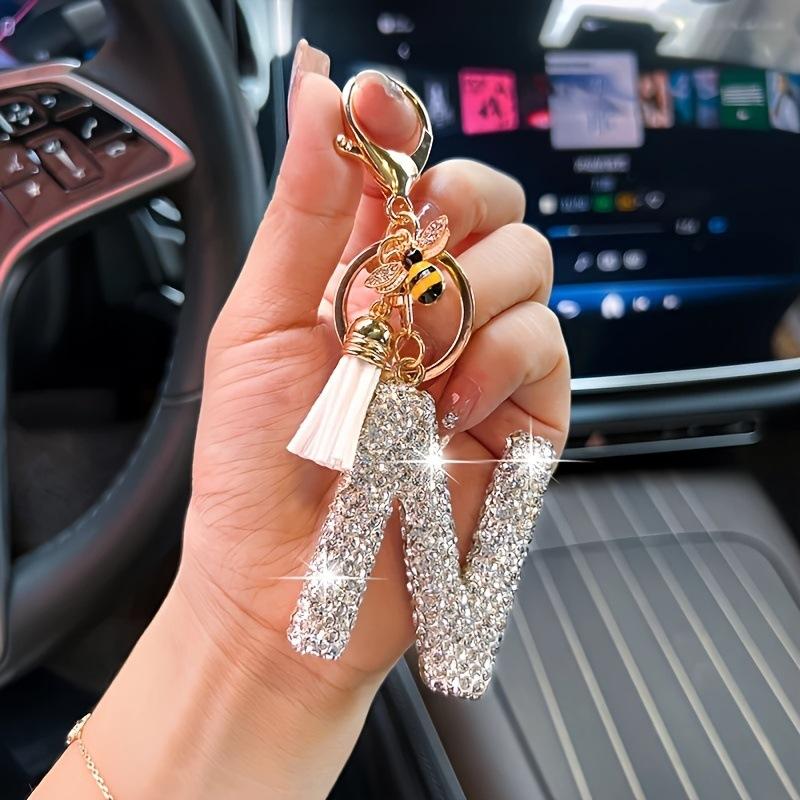 Mode 26 Bokstäver A-Ö Nyckelring Lyxig Elegant Strass Legering Nyckelring Väska Bil Hänge Smycken Tillbehör