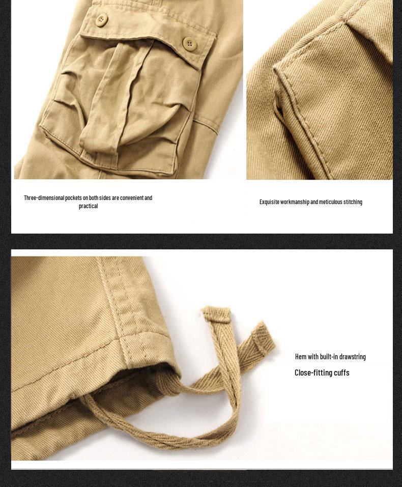 Men's Outdoor Cargo Pants: Loose Fit, Multi-Pocket, Straight-Leg, Large Size.