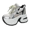 Fashion High Platform Sneakers For Women New 2024 Autumn Mesh Shoes Comfortable Casual Chunky Shoes 10CM Wedge Heels Breathable Sneakers