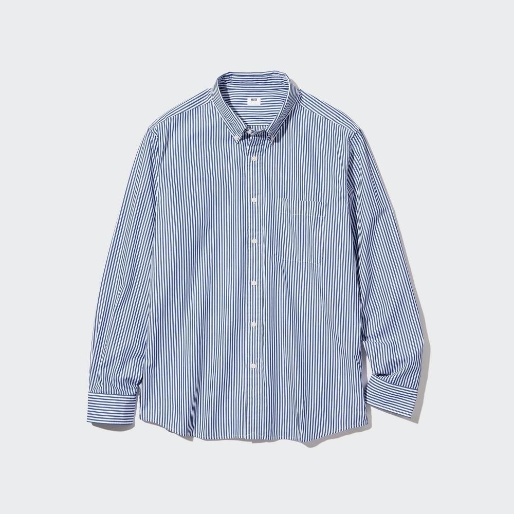 Uniqlo Japan Extra Fine Cotton Broad Stripe Shirt  Button Down Collar  Long Sleeves 