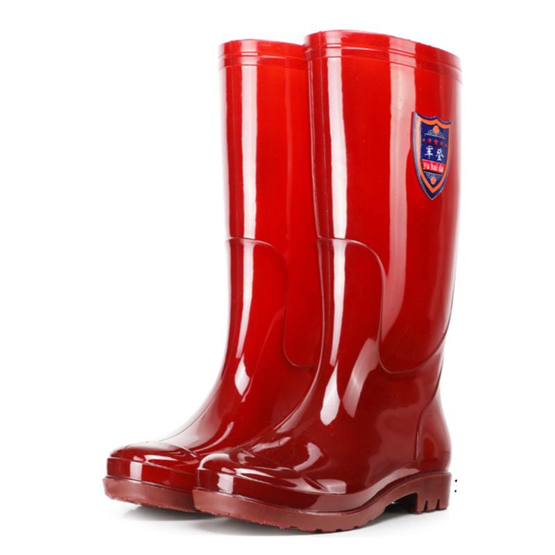 Summer High Tube Brown Rain Boots Long Tube Non-slip Orange Yellow Water Boots No Lining Quick Drying Rubber Shoes Black Rain Shoes Worker Shoes Men