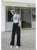 2024 Women's Retro Multi-Pocket Distressed Work Pants: Street-Style Slimming Straight Leg Long Trousers