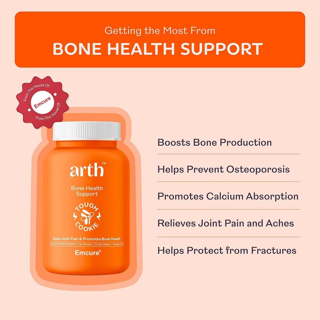 Arth Calcium & Vitamin D3 Tablets 1000mg 600 IU Coral Calcium 60 Veg Tablets X Pack of 3 for Bone & Joint Support