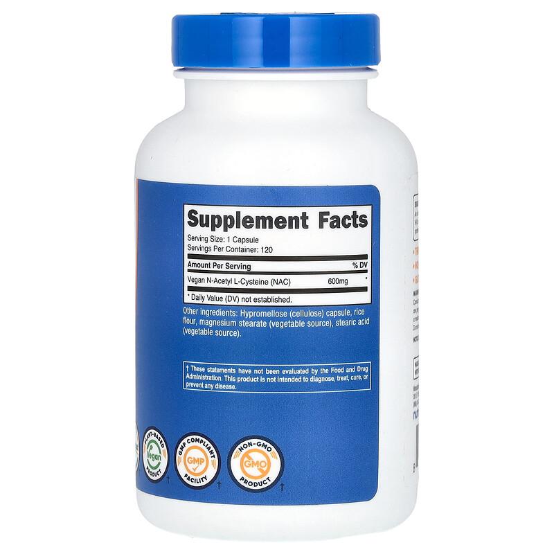 NAC, Vegan N-Acetyl L-Cysteine, 600 Mg, 120 Capsules