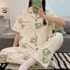 Cute Melody pajamas women's Japanese sweet cartoon style loungewear age-reducing girls cardigan short-sleeved set