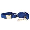 Velvet Dark Blue Pet Collar & Leash Set for All Dog Sizes