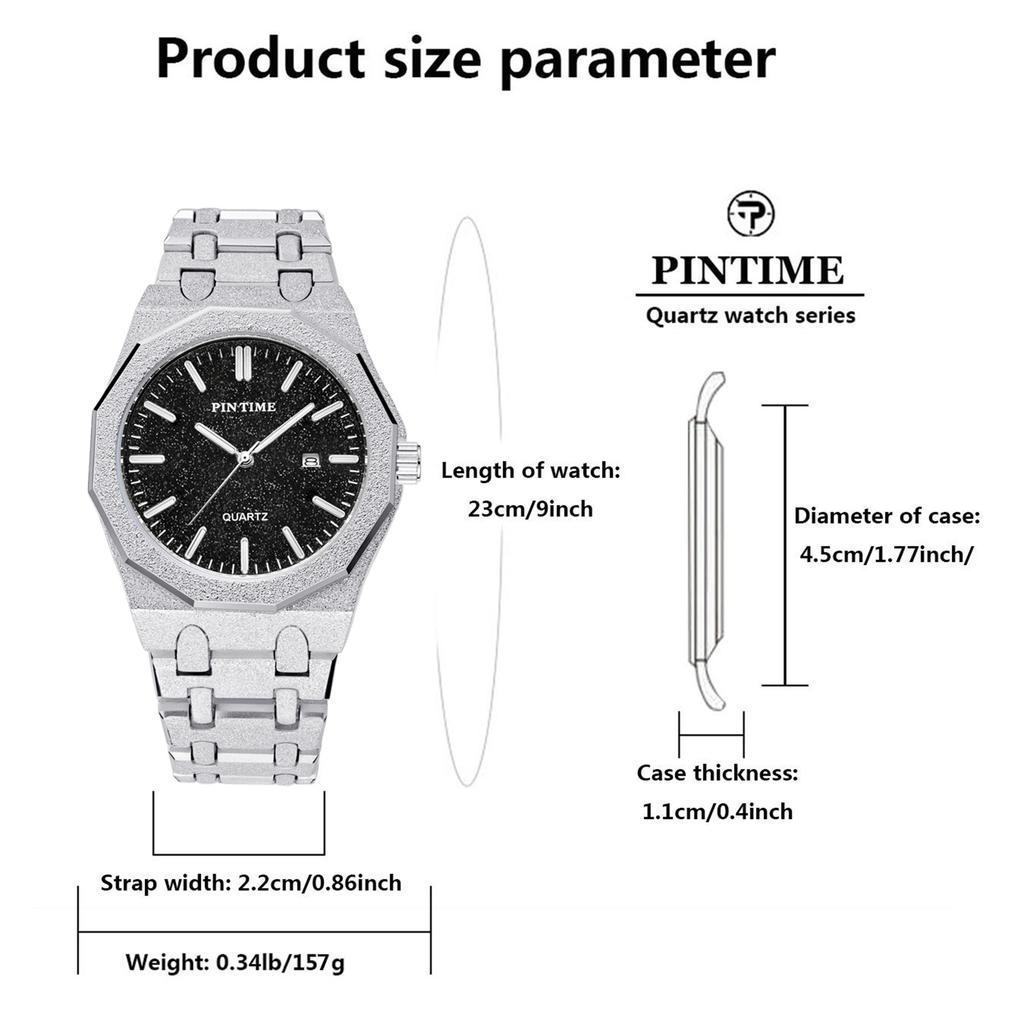 Men's Quartz Watch, Twelve-Sided Matte Black Stainless Steel Case, Unique and Trendy Starry Dial Design with a Small-Scale Desig